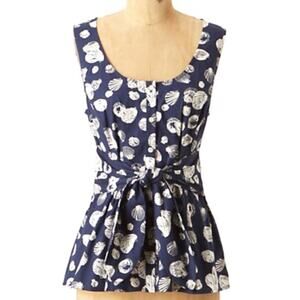 Edme & Esselte Seashell Tank Womens Size 0 Navy Blue Beachy Anthropologie XS Top